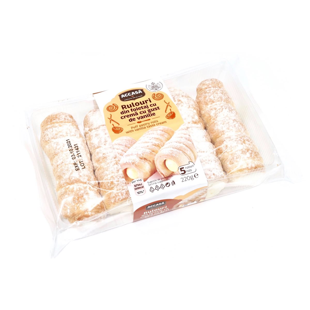 Accasa Rulou din Foietaj cu Crema de Vanilie 220 g