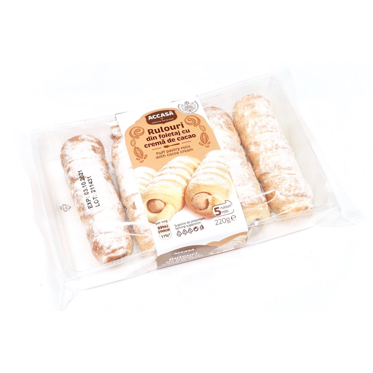 Accasa Rulou din Foietaj cu Crema de Cacao 220 g